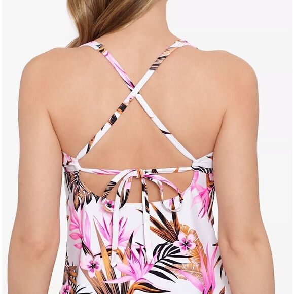 Salt + Cove Tropic Time Printed V-Wire Tankini Top White S Swimsuit New XS - Picture 14 of 15